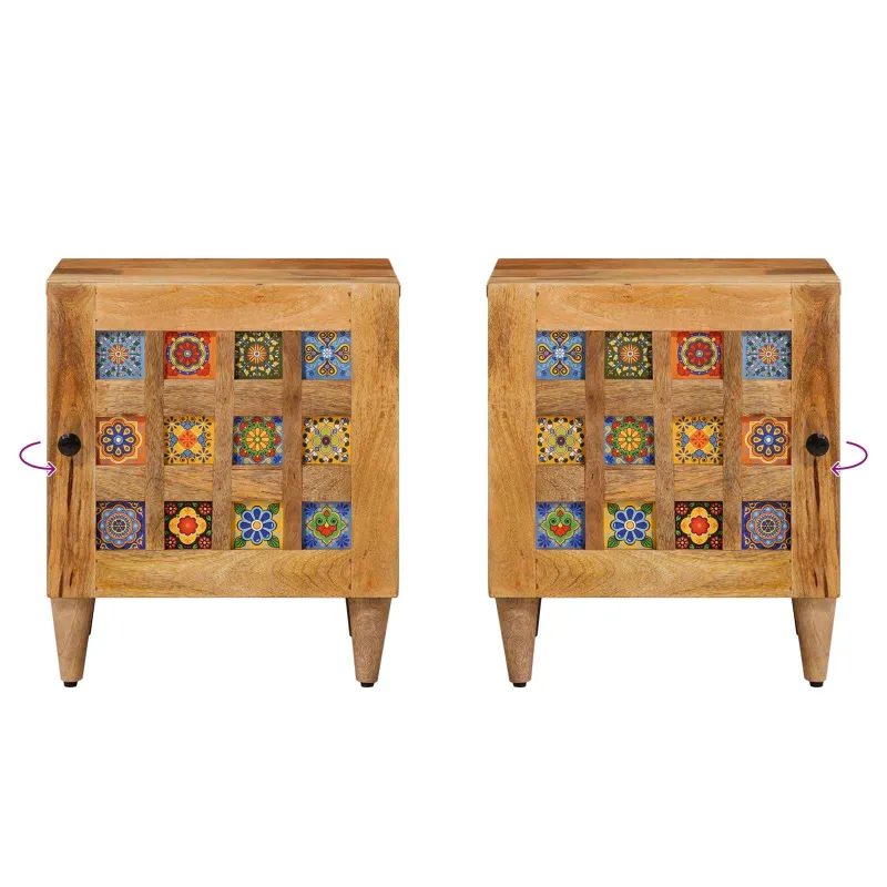 Šalia lovos spintelė 2 pcs Natūrali 40 x 33 x 46 cm