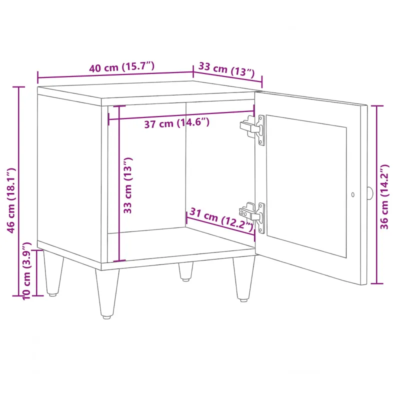 Šalia lovos spintelė 2 pcs Natūrali 40 x 33 x 46 cm