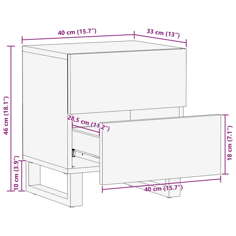 Šalia lovos spintelė su stalčių 2 pcs Ruda 40 x 33 x 46 cm
