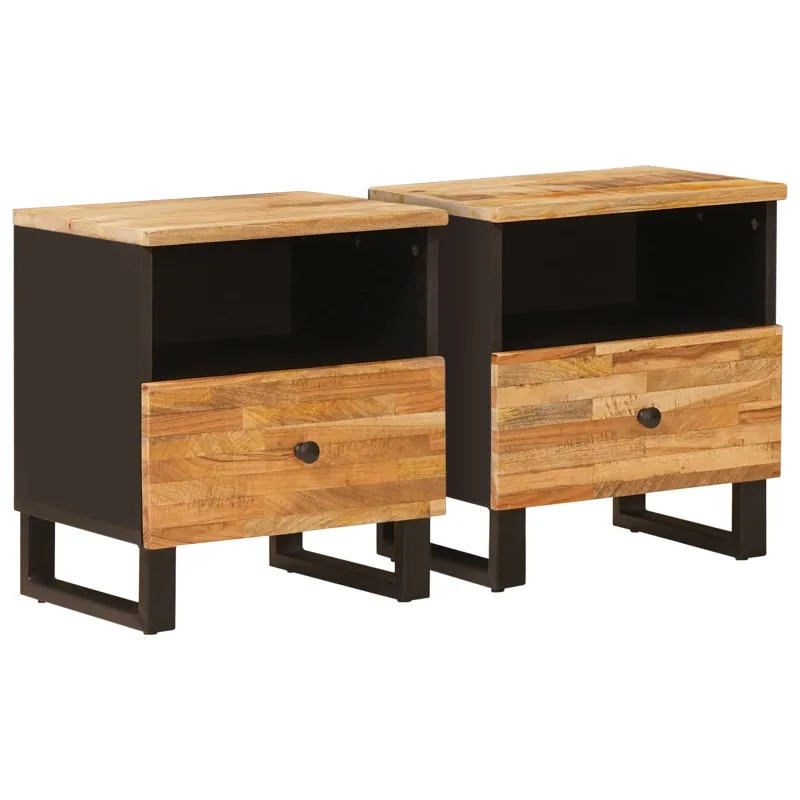 Lovos spintelė 2 pcs Ruda 40 x 33 x 46 cm Kietas mango medis