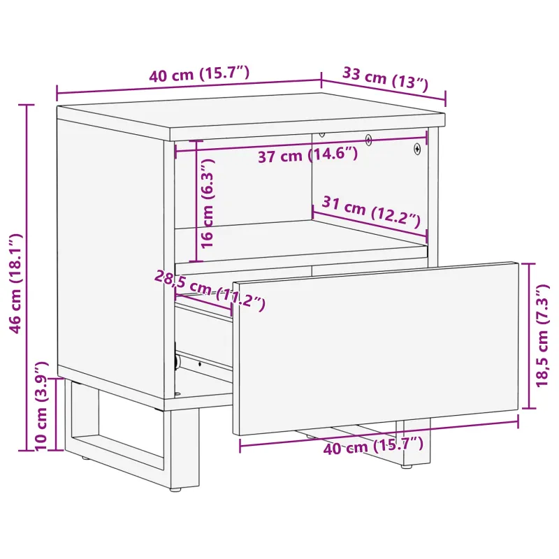 Lovos spintelė 2 pcs Ruda 40 x 33 x 46 cm Kietas mango medis