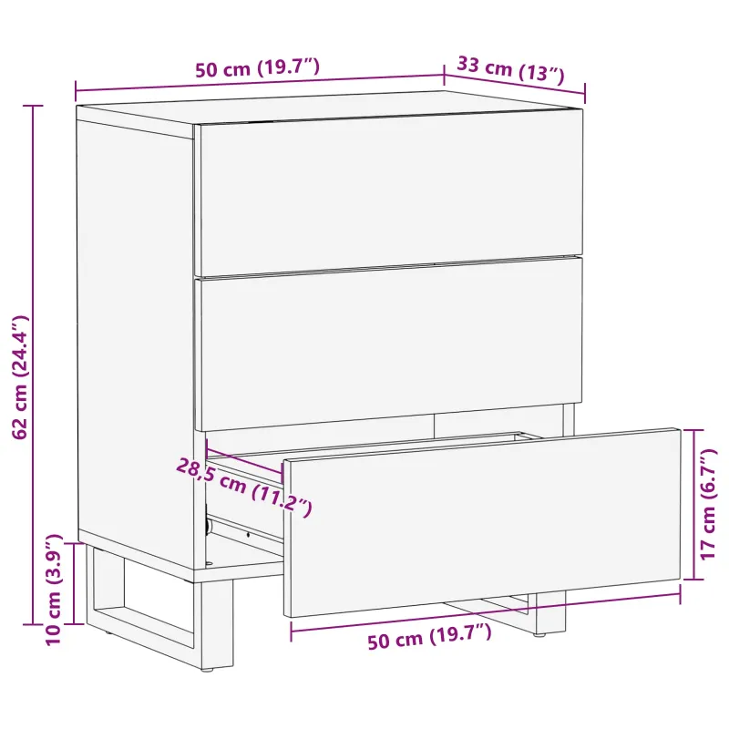 Lovos spintelė Ruda 50 x 33 x 62 cm Kietas mango medis