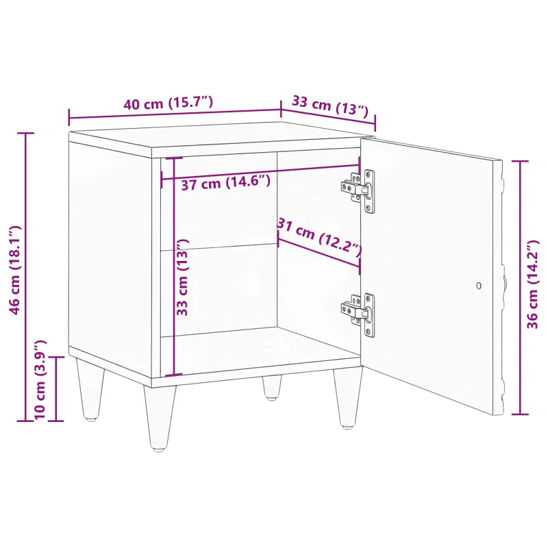 Šalia lovos spintelė 2 pcs Ruda 40 x 33,5 x 46 cm