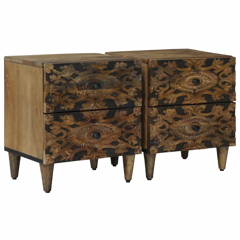 Šalia lovos spintelė su stalčių 2 pcs Ruda 40 x 33,5 x 46 cm