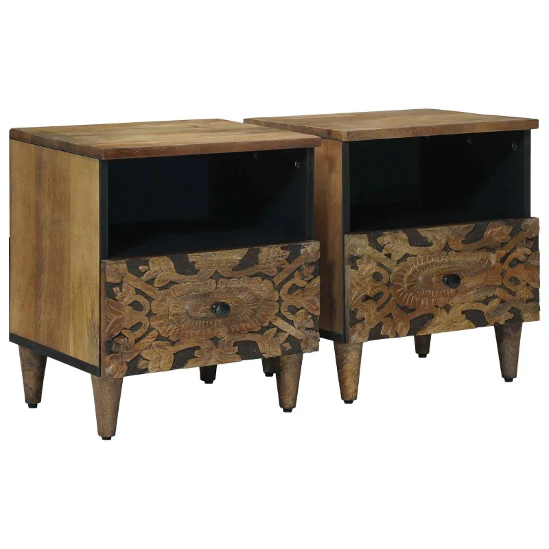 Lovos spintelė 2 pcs Ruda 40 x 33 x 46 cm Kietas mango medis