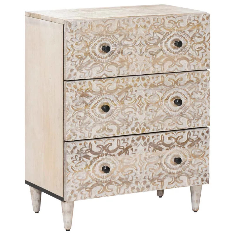 Sandėliavimo komodas Balta 60 x 33,5 x 75 cm Kietas mango medis