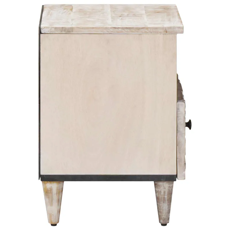 Lovos spintelė 2 pcs Balta 40 x 33 x 46 cm Kietas mango medis