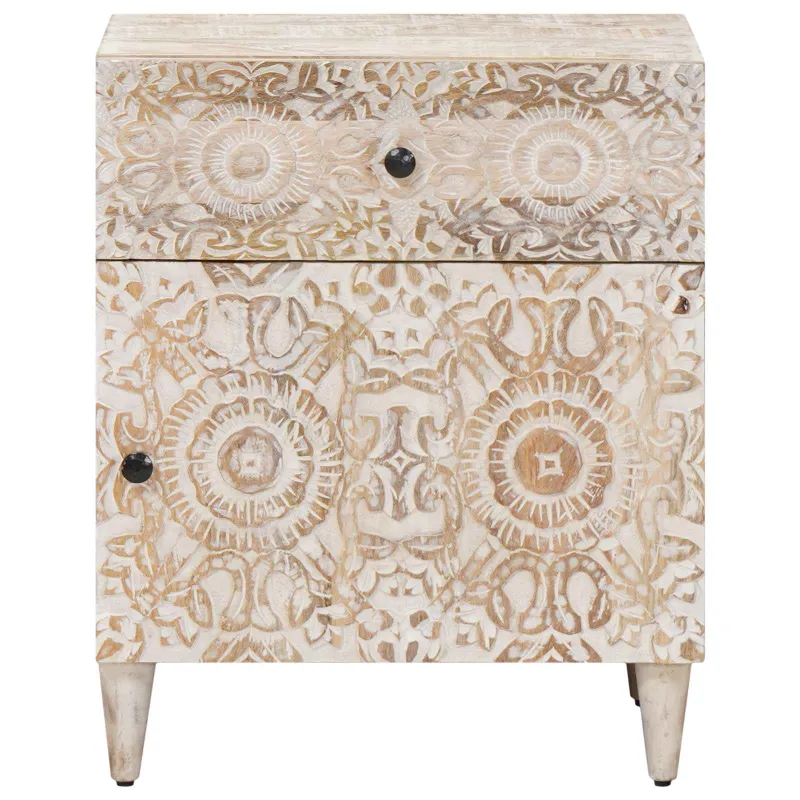 Lovos spintelė Balta 50 x 33 x 60 cm Kietas mango medis