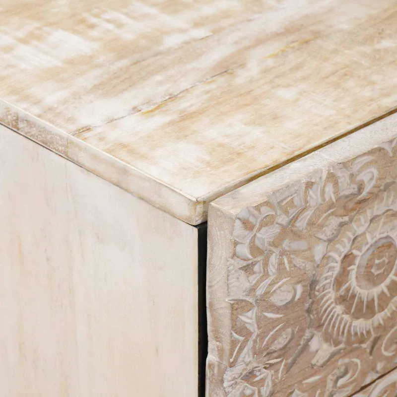 Lovos spintelė Balta 50 x 33 x 60 cm Kietas mango medis