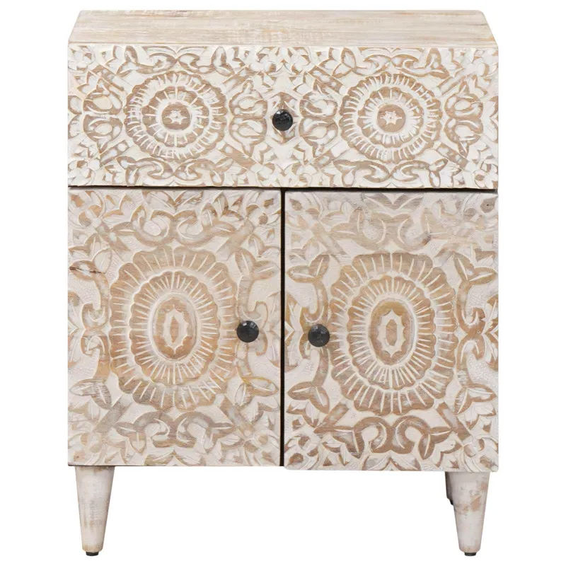 Lovos spintelė Balta 50 x 33 x 60 cm Kietas mango medis