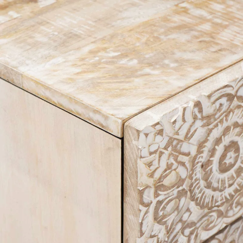 Lovos spintelė Balta 50 x 33 x 60 cm Kietas mango medis