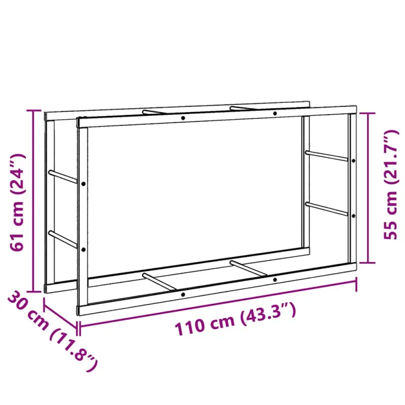 Malkų lentyna Juoda 110x30x61 cm Plienas