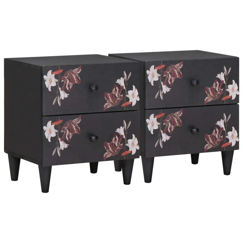 Naktinis staliukas su stalčių 2 pcs Ruda 40 x 33,5 x 46 cm