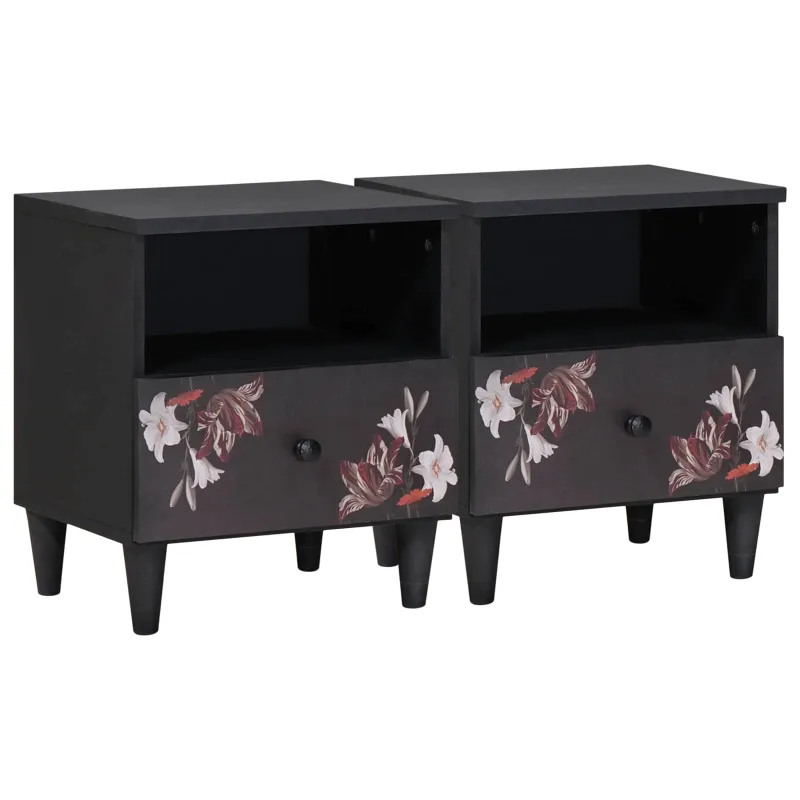 Naktinis staliukas su stalčių 2 pcs Ruda 40 x 33 x 46 cm