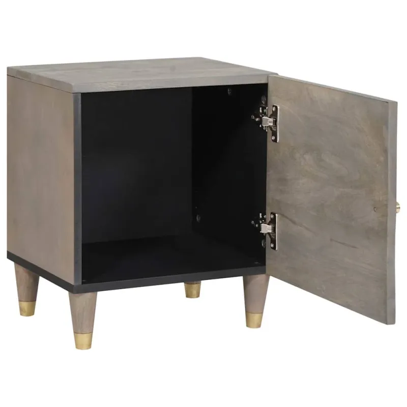Naktinis staliukas su durelėmis 2 pcs Pilka 40 x 33 x 46 cm