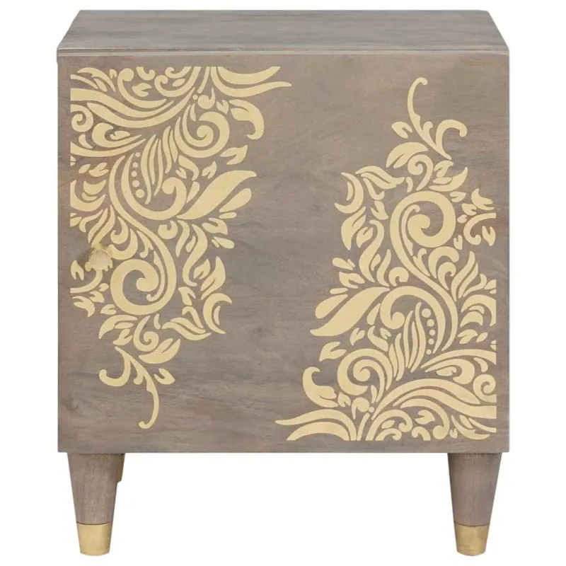 Naktinis staliukas su durelėmis 2 pcs Pilka 40 x 33 x 46 cm