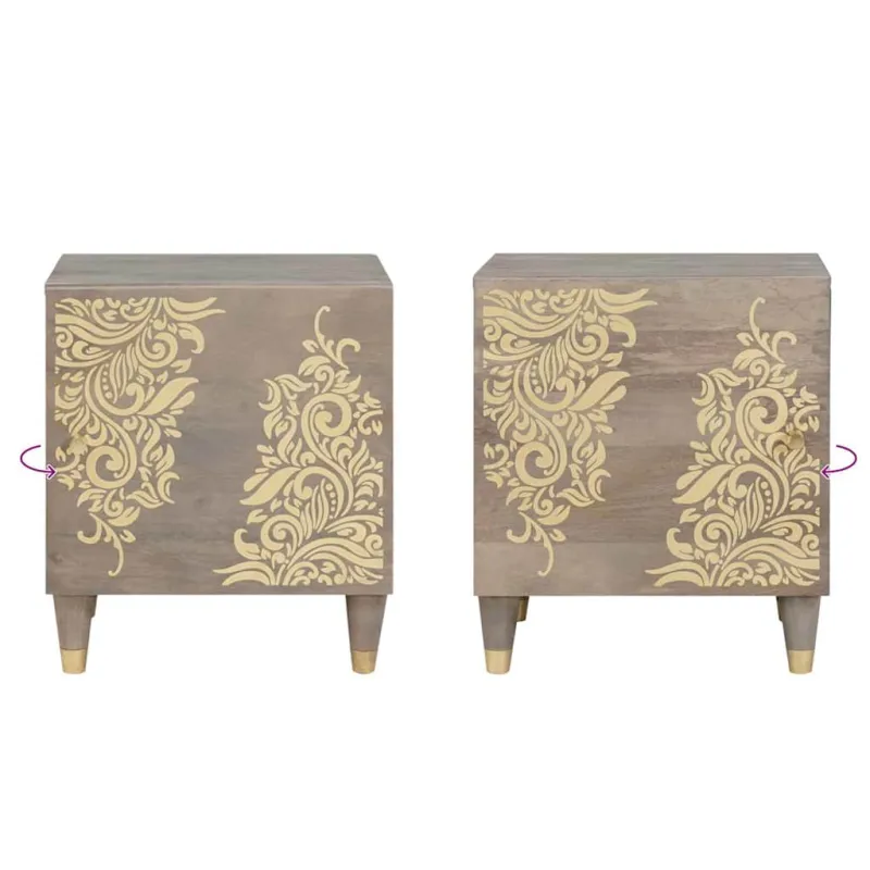 Naktinis staliukas su durelėmis 2 pcs Pilka 40 x 33 x 46 cm