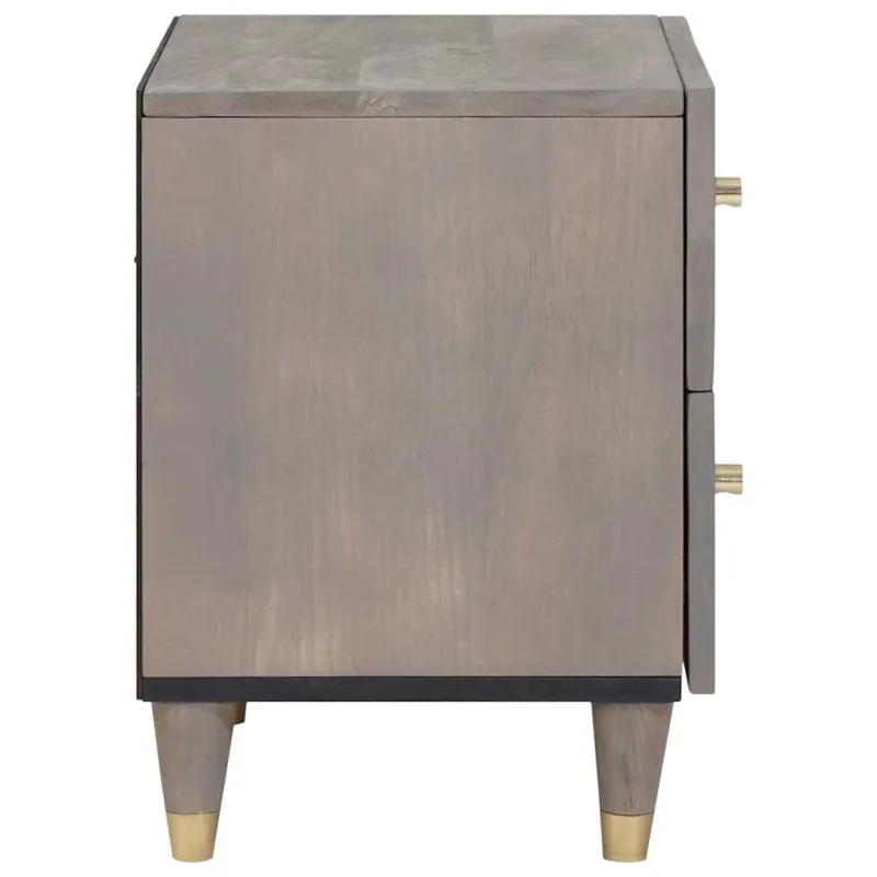 Šalia lovos spintelė Pilka 40 x 33 x 46 cm Kietas mango medis
