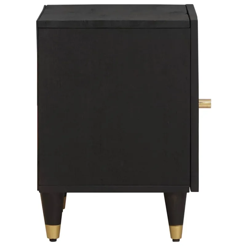 Naktinis staliukas su durelėmis 2 pcs Juoda 40 x 33 x 46 cm