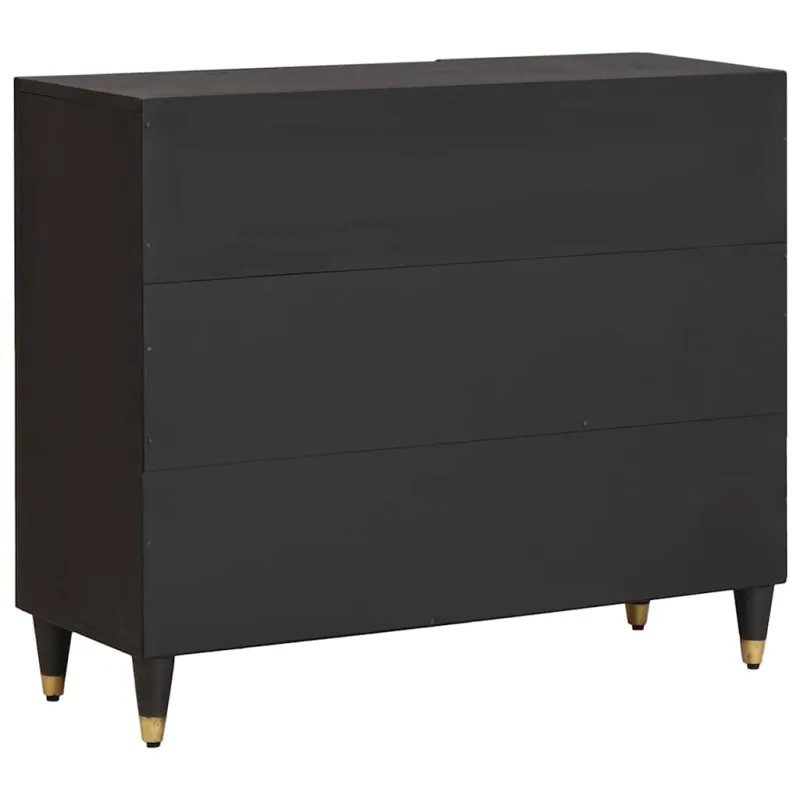 Kabalas su lentyna Juoda 90 x 33 x 75 cm Kietas mango medis