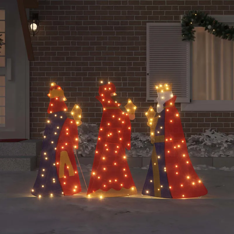 3 karaliai Kalėdų apšvietimas 3 pcs Šilta balta 105 cm audinys