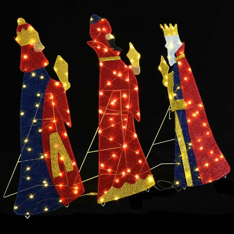3 karaliai Kalėdų apšvietimas 3 pcs Šilta balta 105 cm audinys