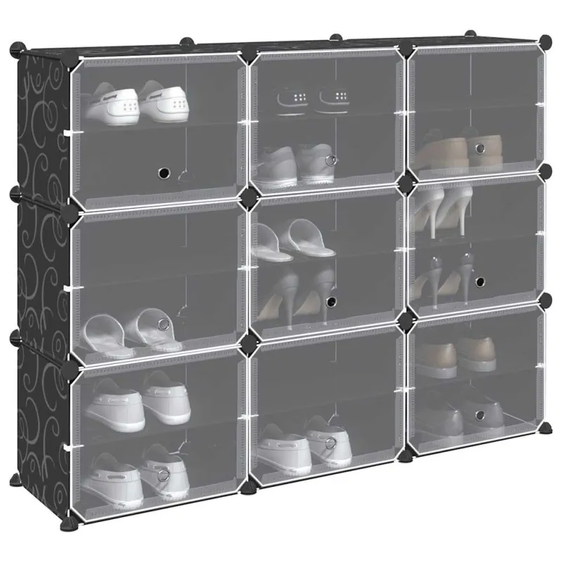 Storage Cube Organizer su 9 kubeliais ir durelėmis juodas PP