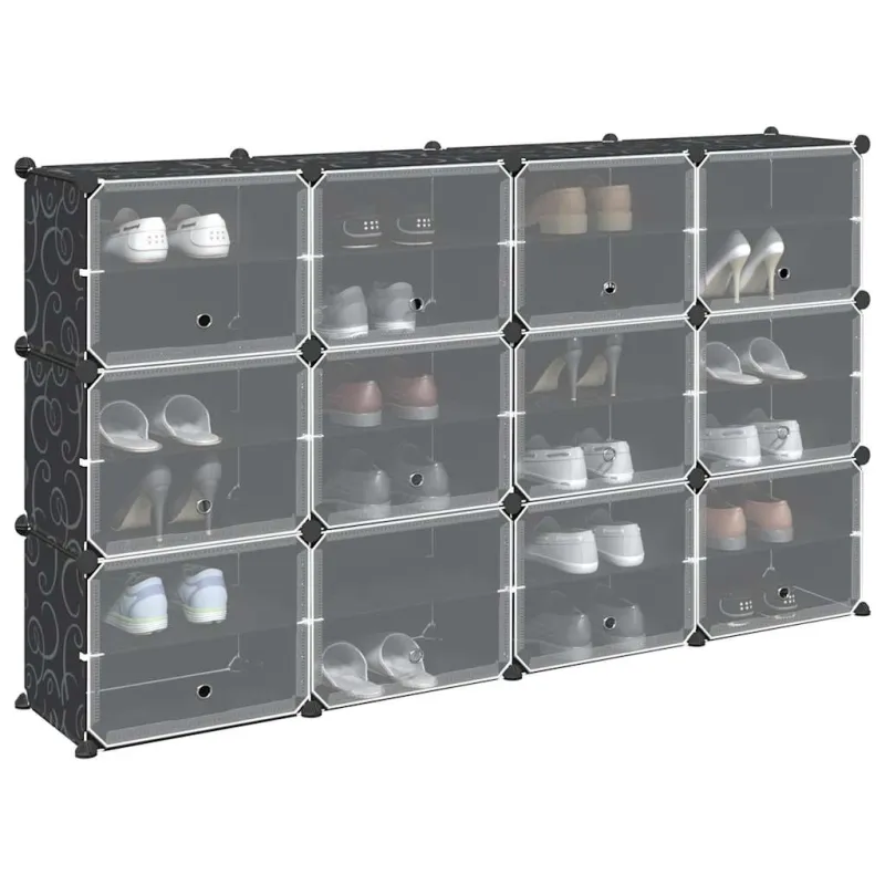 Storage Cube Organizer su 12 kubelių ir durelėmis Black PP