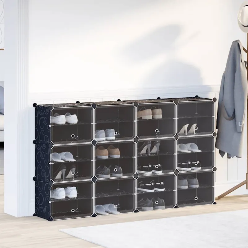 Storage Cube Organizer su 12 kubelių ir durelėmis Black PP