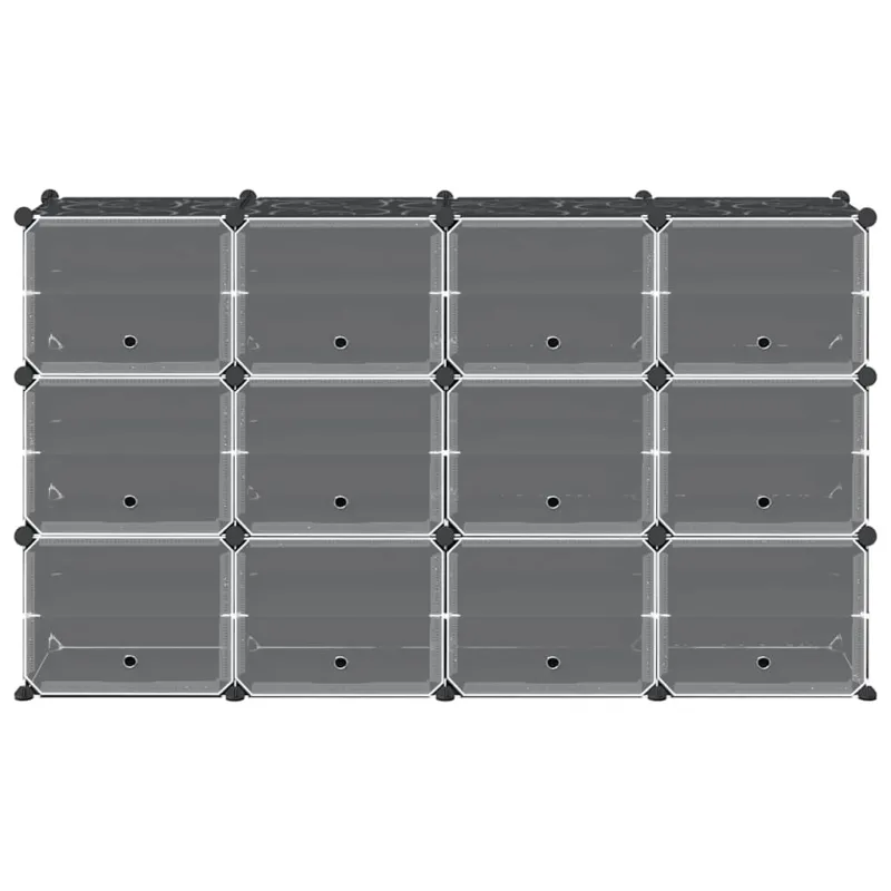 Storage Cube Organizer su 12 kubelių ir durelėmis Black PP