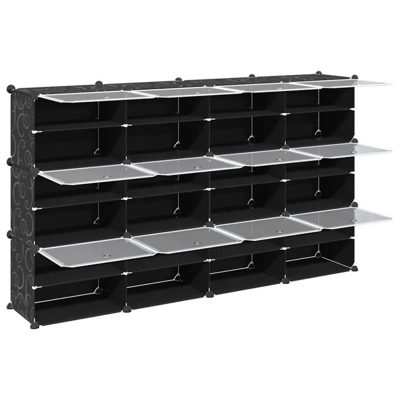 Storage Cube Organizer su 12 kubelių ir durelėmis Black PP