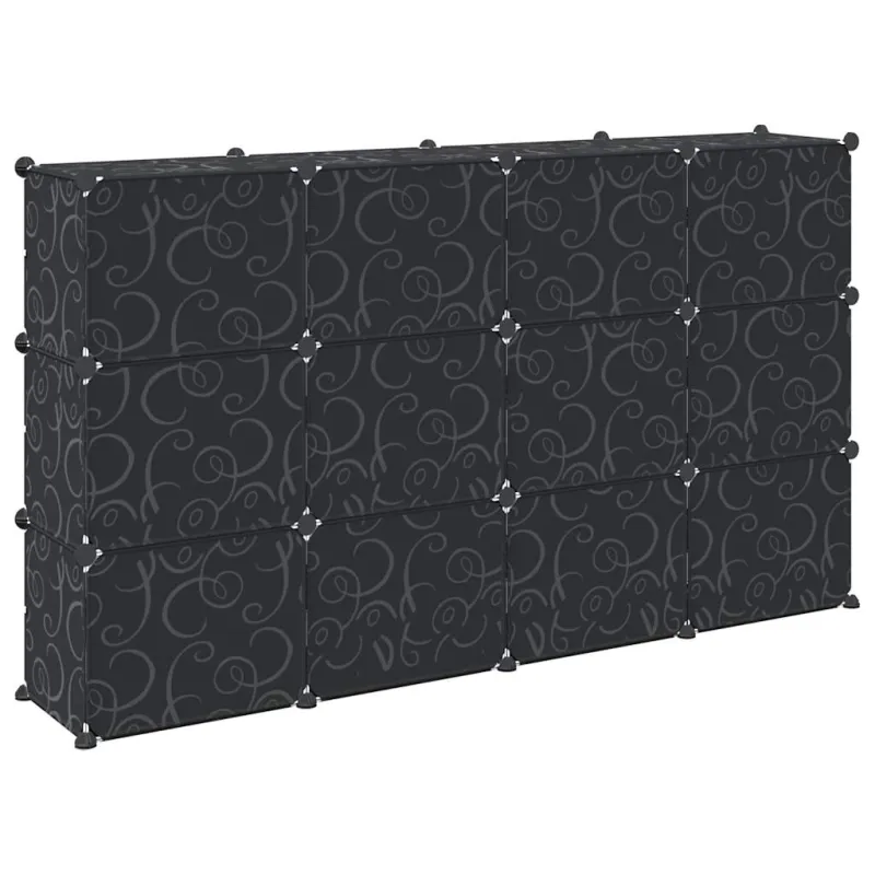 Storage Cube Organizer su 12 kubelių ir durelėmis Black PP