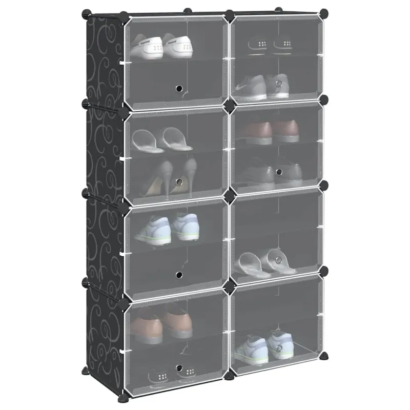 Storage Cube Organizer su 8 kubeliais ir durelėmis Black PP