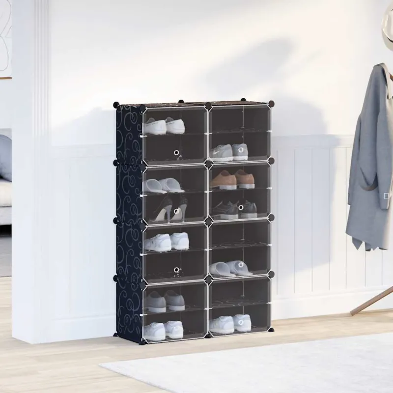 Storage Cube Organizer su 8 kubeliais ir durelėmis Black PP