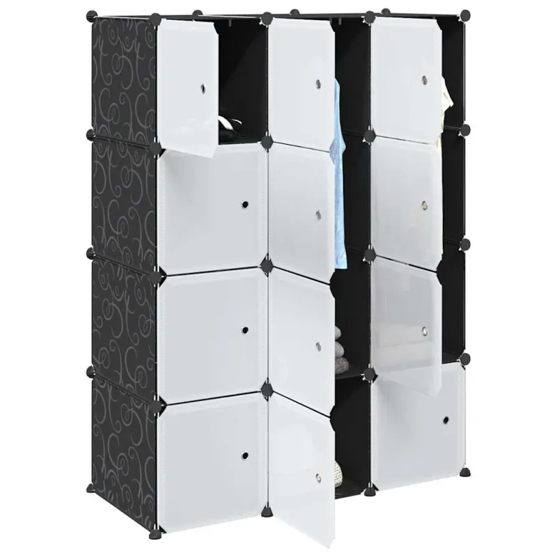 Storage Cube Organizer su 12 kubelių ir pakabinamų strypų PP