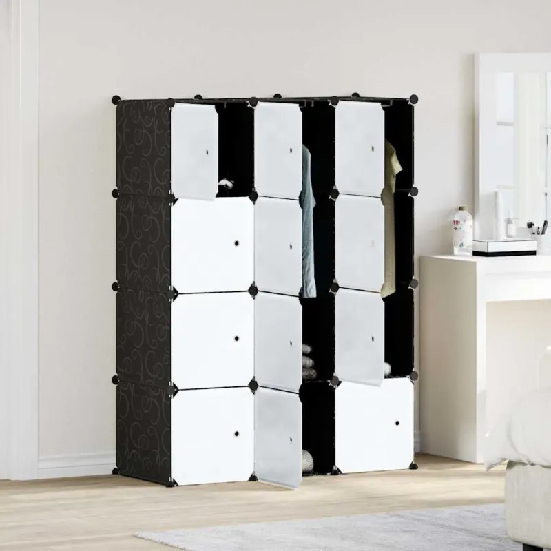Storage Cube Organizer su 12 kubelių ir pakabinamų strypų PP