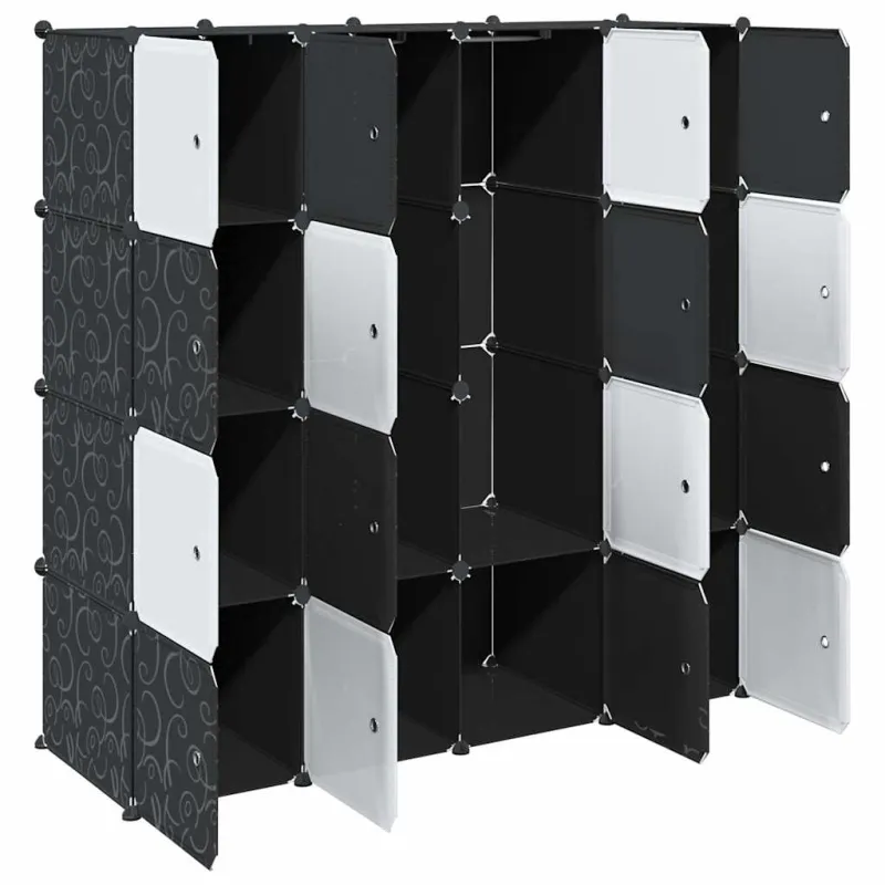 Storage Cube Organizer su 16 kubelių ir pakabinamų strypų PP