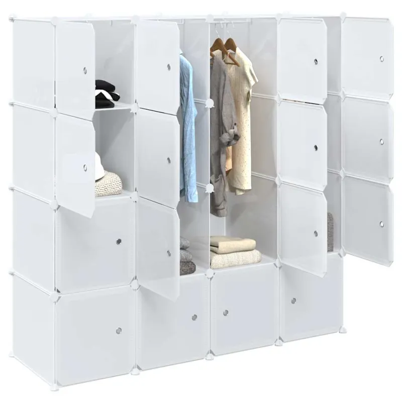 Storage Cube Organizer su 16 kubelių ir pakabinamų strypų PP