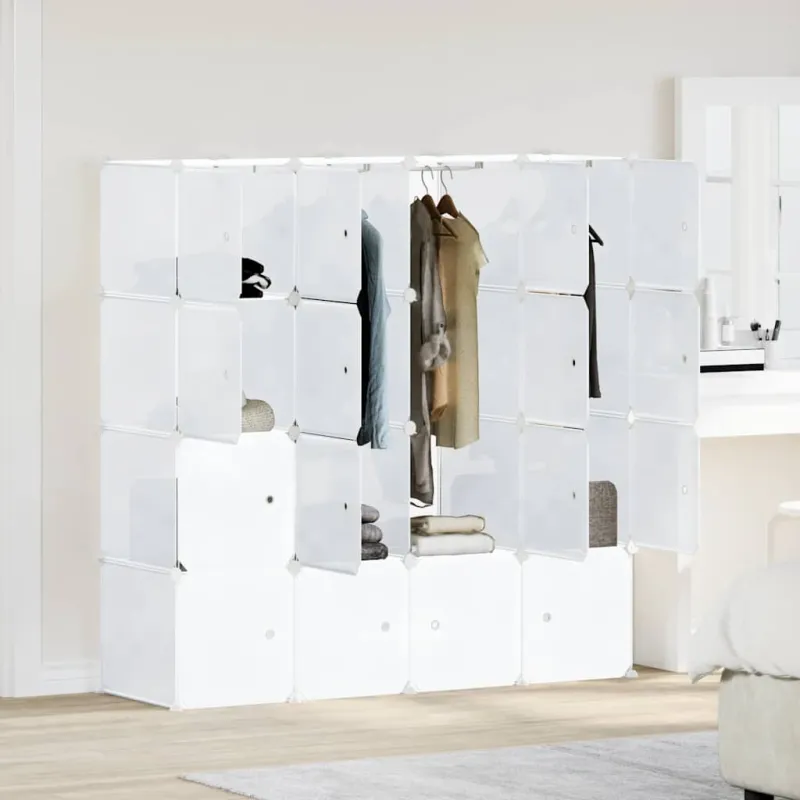 Storage Cube Organizer su 16 kubelių ir pakabinamų strypų PP