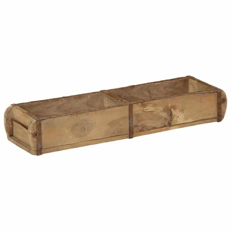 Padėklas 4 pcs Ruda 57 x 15 x 9 cm Kietas atkurtas medis