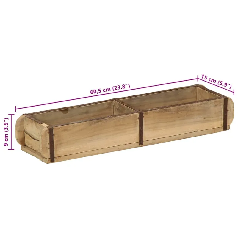 Padėklas 4 pcs Ruda 57 x 15 x 9 cm Kietas atkurtas medis