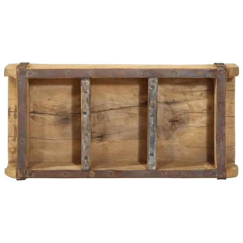 Padėklas 4 pcs Ruda 30 x 14 x 9 cm Kietas atkurtas medis