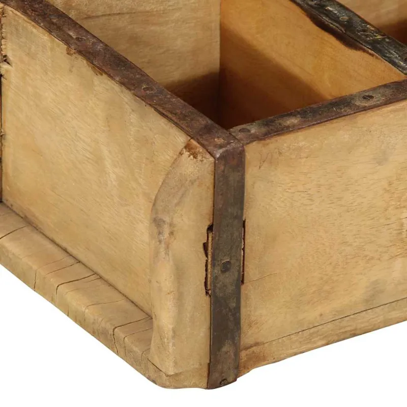 Padėklas 4 pcs Ruda 30 x 14 x 9 cm Kietas atkurtas medis