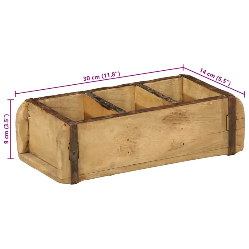 Padėklas 4 pcs Ruda 30 x 14 x 9 cm Kietas atkurtas medis