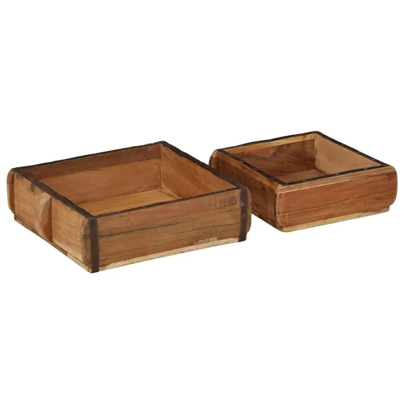 Padėklas 2 pcs Ruda 29 x 31 x 10 cm Kietas atkurtas medis