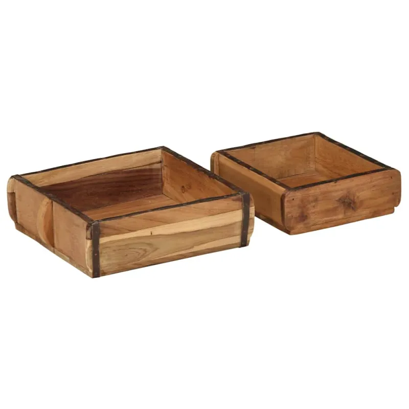 Padėklas 2 pcs Ruda 29 x 31 x 10 cm Kietas atkurtas medis
