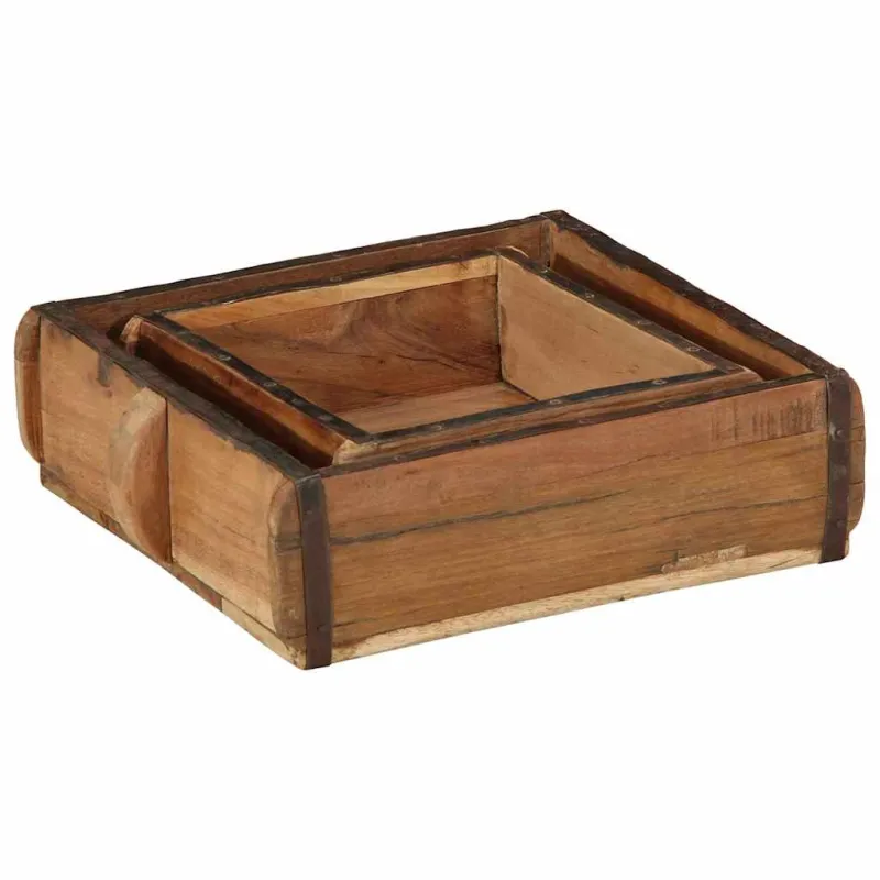 Padėklas 2 pcs Ruda 29 x 31 x 10 cm Kietas atkurtas medis
