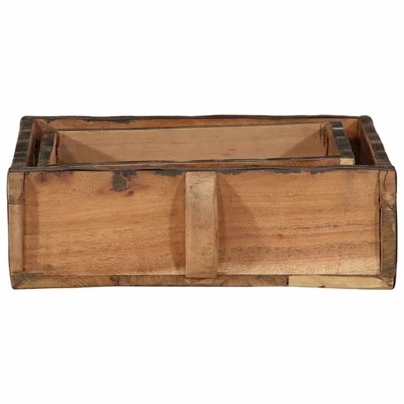 Padėklas 2 pcs Ruda 29 x 31 x 10 cm Kietas atkurtas medis