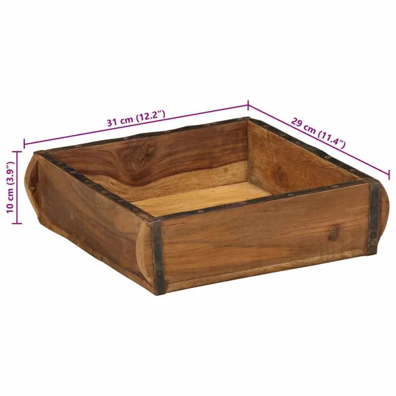 Padėklas su saugykla Ruda 29 x 31 x 10 cm Kietas atkurtas medis