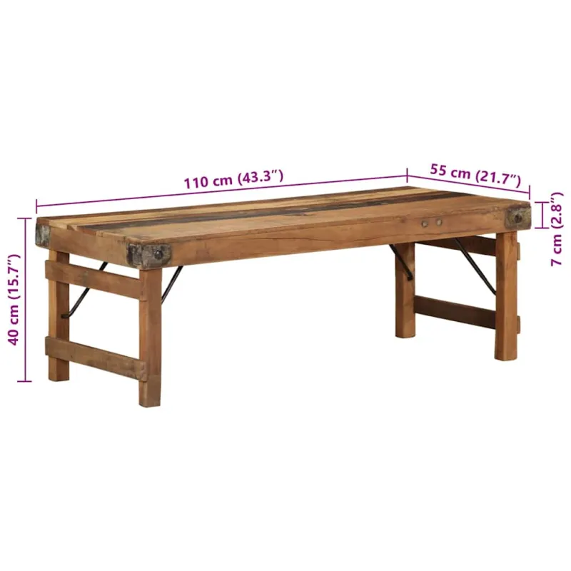 Kavos staliukas Ruda 110 x 55 x 40 cm Kietas atkurtas medis